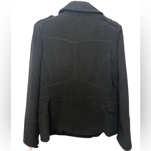 Women’s Gray Buttoned front Pea Coat - Picture 2 of 4